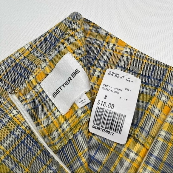 Better Be Skirt Mini Plaid Yellow Schoolgirl Preppy Library Academia Y2K New - Picture 8 of 10